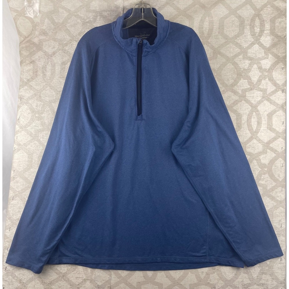 Vineyard Vines Performance Mens‎ 2XL Blue Quarter Zip Pullover Golf Long Sleeve